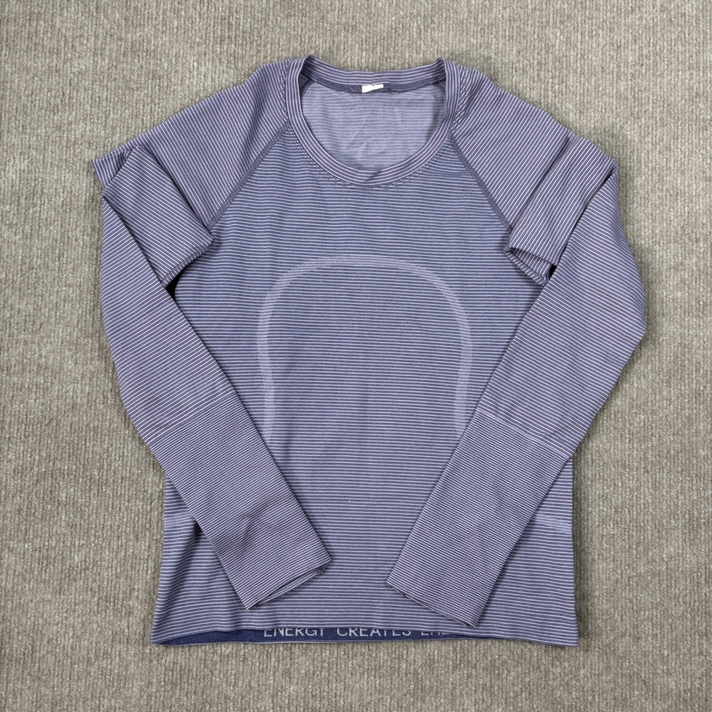 Lululemon Purple Striped Swiftly Tech Long Sleeve Women's Size 4‎ EUC
